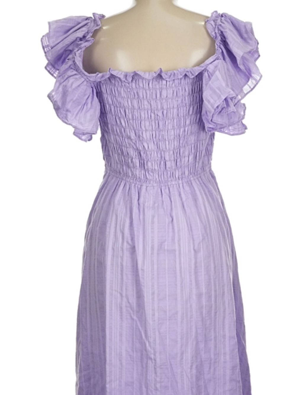Banana Republic Smocked Ruffle Midi Dress - Lavender - M - Picture 4 of 10